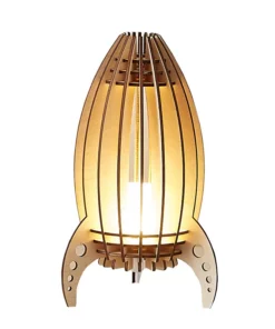 Wooden Space Rocket LED Bedside Lamp