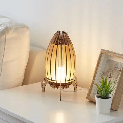 Wooden Space Rocket LED Bedside Lamp