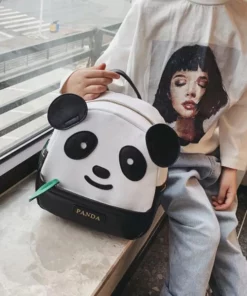 Polyester Cute Panda Backpack For School & Trips