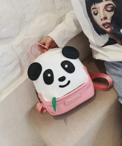 Polyester Cute Panda Backpack For School & Trips