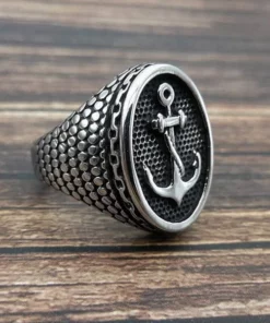 Stainless Steel Unisex Anchor Ring