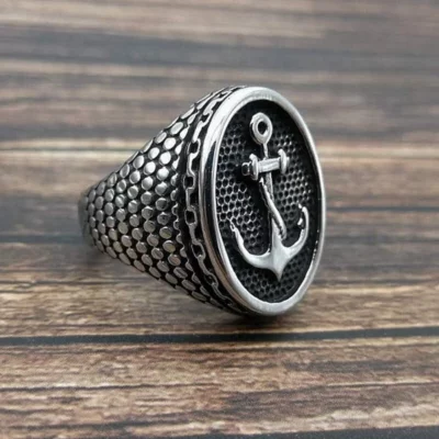 Stainless Steel Unisex Anchor Ring