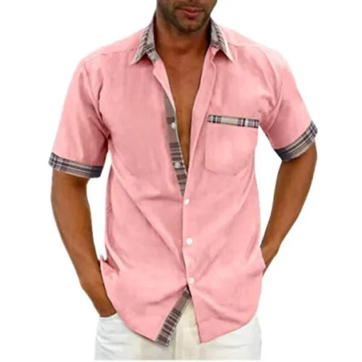 Kaswal nga Plaid Summer Linen Shirt sa Lalaki