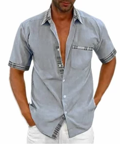 Men’s Casual Plaid Summer Linen Shirt