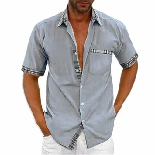 Men's Casual Plaid Summer Linen Shirt