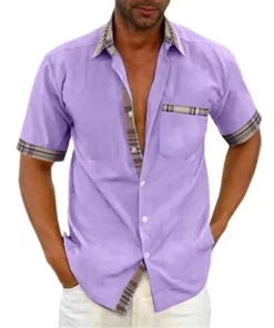 Men’s Casual Plaid Summer Linen Shirt