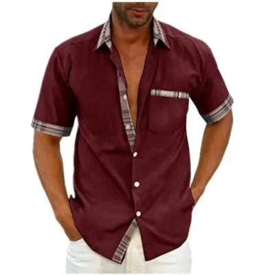 Men’s Casual Plaid Summer Linen Shirt