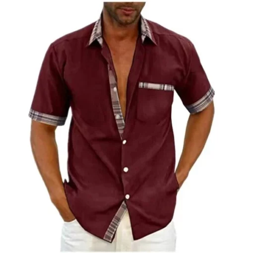 पुरुषों की आकस्मिक प्लेड ग्रीष्मकालीन लिनन शर्ट