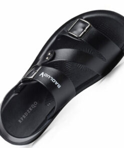 Summer Fashion Breathable Leather Men Beach Slippers