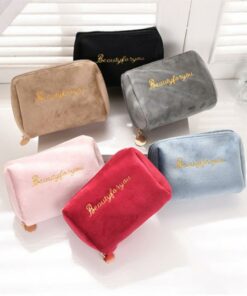 Flannel Embroidered Clutch Bag Cosmetic Bag