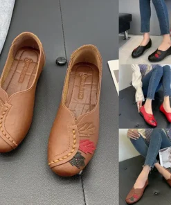 Women's Embroidered Low Heel Slip On Shoes