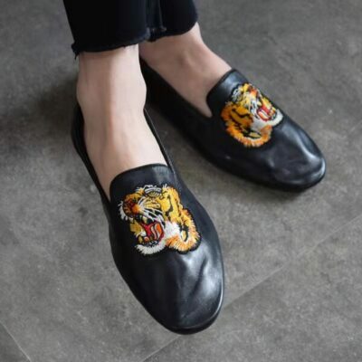 Japanese Style Casual Leather Slip On Shoes