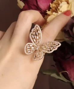 Copper & Cubic Zirconia Gold Butterfly Ring