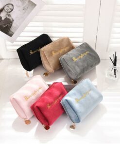 Flannel Embroidered Clutch Bag Cosmetic Bag