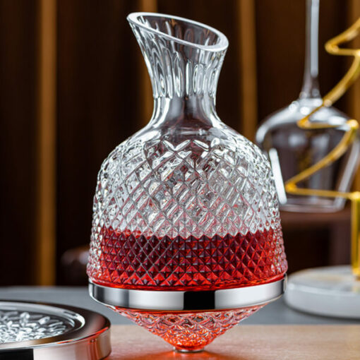 Elegant Crystal Spinning Glass Wine Decanter