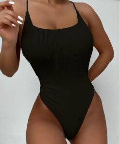 Backless One Piece High Cut Swimwear