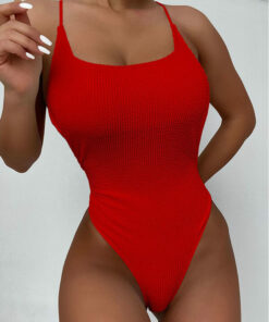 Backless One Piece High Cut Swimwear