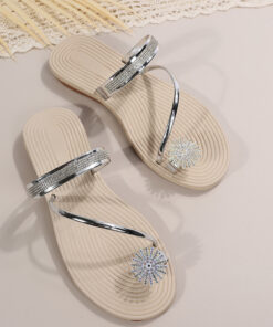 New Shiny Flat Shoes Rhinestone Flip-Flops
