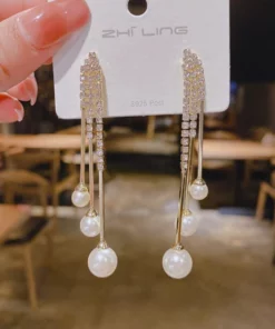 Fashion Diamond Ball Tassel Earrings
