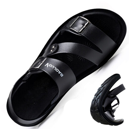 Summer Fashion Breathable Leather Men Beach Slippers