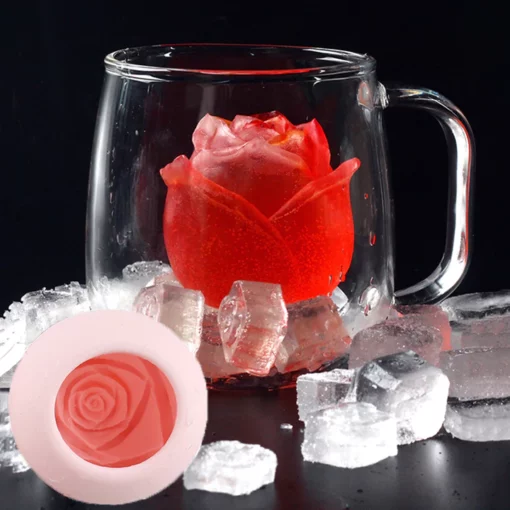תבנית קוביית קרח תלת מימדית בצורת ורד