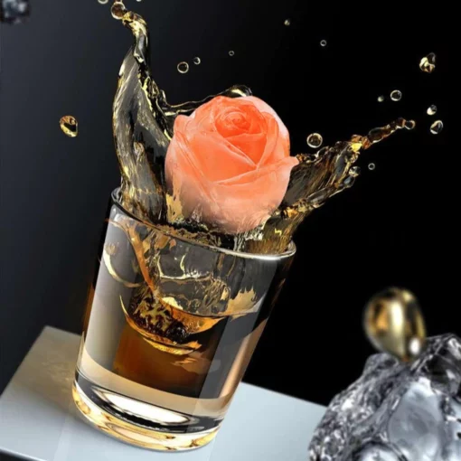 Khuôn hình khối nước đá 3D hình hoa hồng