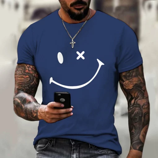 남성용 티셔츠 3D 프린트 그래픽 착시 플러스 사이즈 반팔 캐주얼 탑스