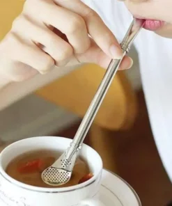 Stainless Steel Stirring Spoon With Filter Straw