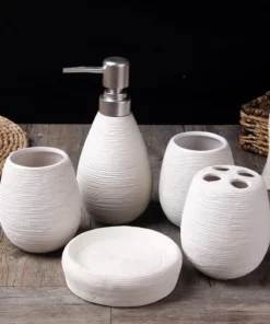 5-Piece Brushed Ceramic Bathroom Accessories Set
