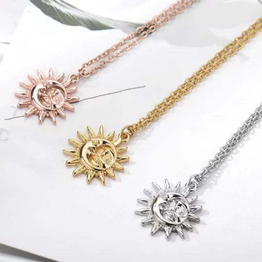Stainless Steel Dainty Sun Pendant Necklace