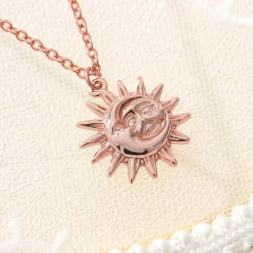 I-Stainless Steel Dainty Sun Pendant Necklace