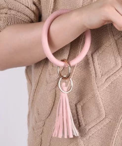Leather Wrist Strap Keychain