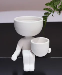 Human Shaped Ceramic Sitting Flower Pots
