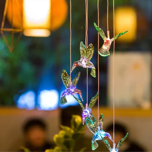 Lampu Solar Hummingbird Dangling Kanggo Dekorasi Indoor & Outdoor