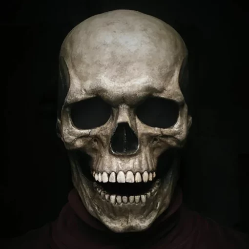 Realistiška žmogaus kaukolės kaukė su judančiu žandikauliu