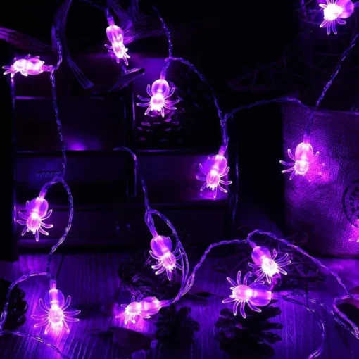 Purple Halloween Spider Lights