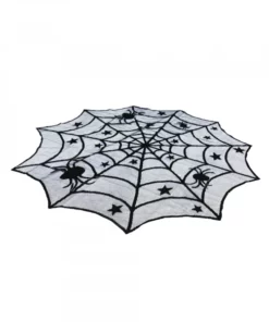 Black Lace Spiderweb Table Runner For Halloween