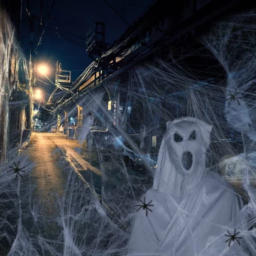 Призрачен декор на паяжина за Хелоуин