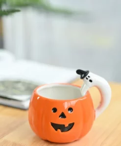 Adorable Pumpkin Mug with Ghost Handle