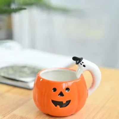 Adorable Pumpkin Mug with Ghost Handle