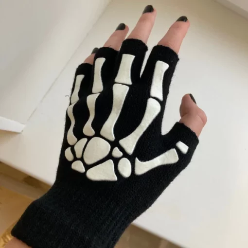 Glow In The Dark Realistic Skeleton Gloves Para sa Halloween
