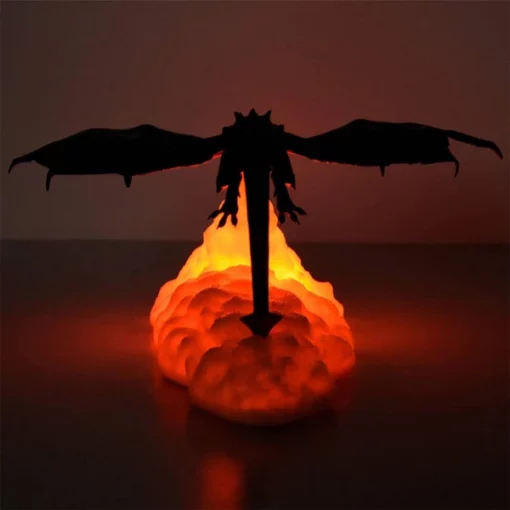 Lampka nocna smoka z ogniem 3D
