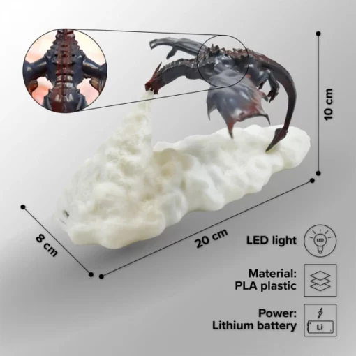 3D нічна лампа вогнедишного дракона