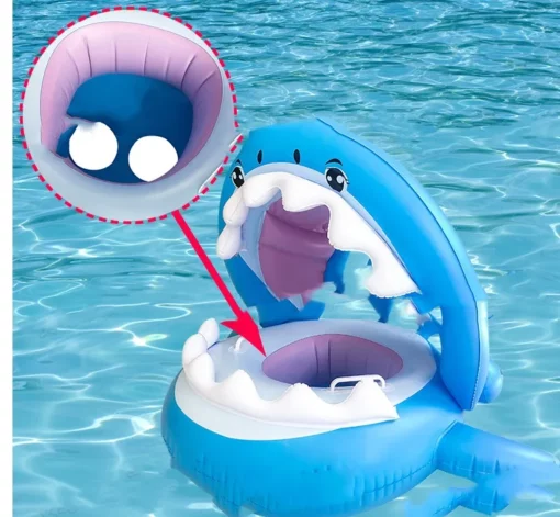 Inflatable Ngojay Ring Pikeun Kids Jeung Kursi Hiu Kere