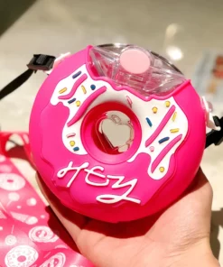 Cute Donut Water Bottle With Straw