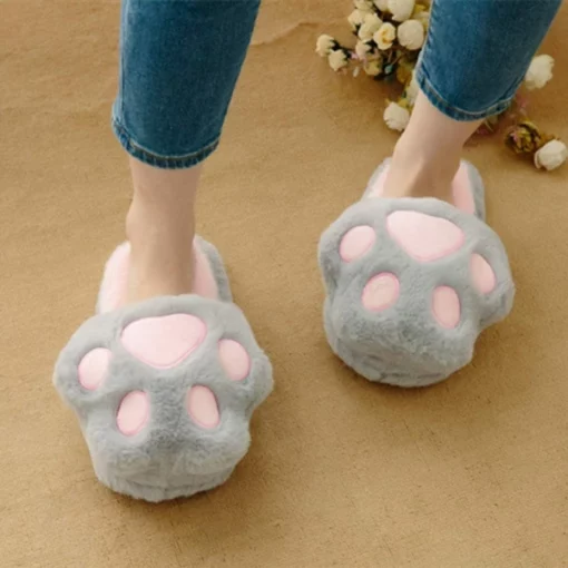 Fluffy Kitty Cat Paws Slippers