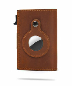 Genuine Leather Airtag Card Holder