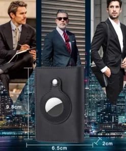 Genuine Leather Airtag Card Holder