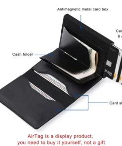 Genuine Leather Airtag Card Holder