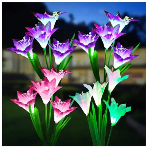 Sa gawas nga Solar Lily Flower LED nga mga Suga